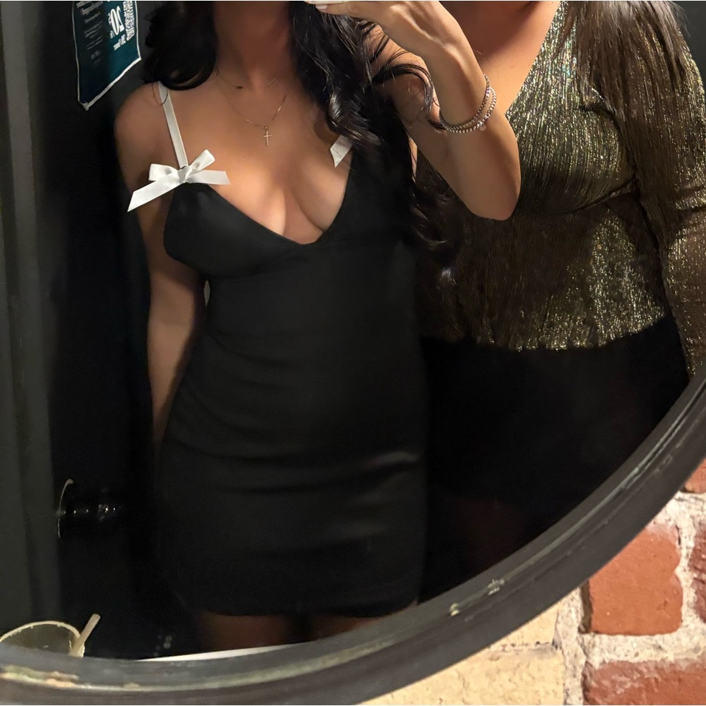 REVOLVE Black Mini Dress with White Accents - Picture 2 of 3